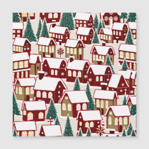 Weihnachtsbaum Xmas-Dorf Schneebild Antwortkarte Magneteinladung