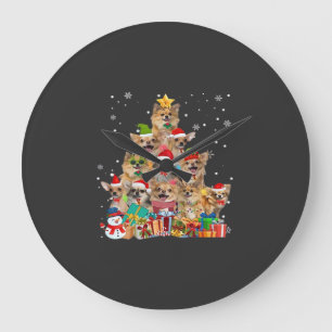 Weihnachtsbaum Xmas Lichter Chihuahua Klassisches Große Wanduhr