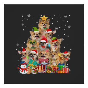 Weihnachtsbaum Xmas Lichter Chihuahua Klassisches Poster