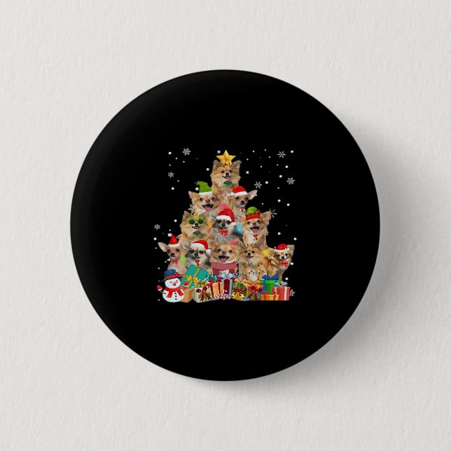 Weihnachtsbaum Xmas Lights Chihuahua Classic T-Shi Button (Vorderseite)