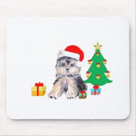 Weihnachtsbaum, Yorkshire Welpenhund & Geschenke Mousepad