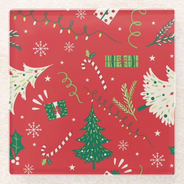 Weihnachtsbaum: Ziergestaltung. Glasuntersetzer (Vorderseite)