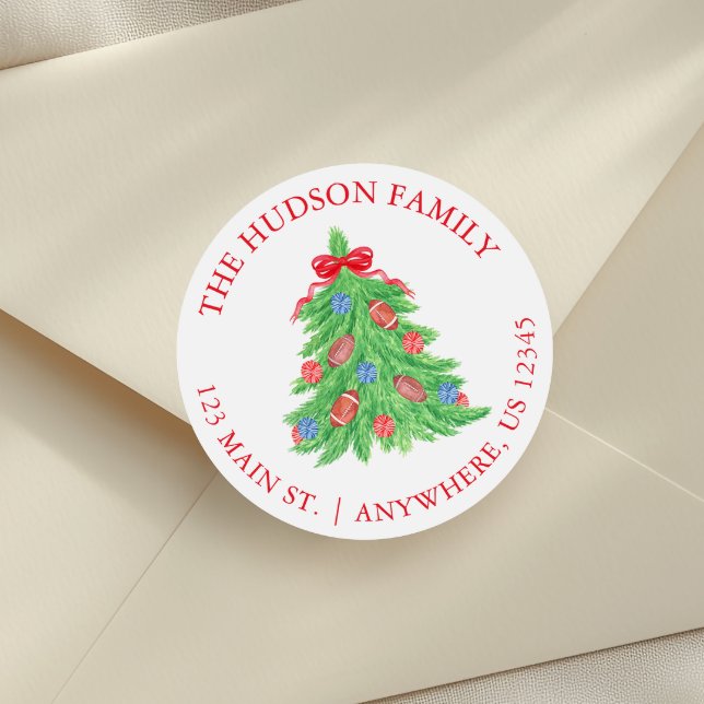 Weihnachtsbaumadresse für Wasserfarben Runder Aufkleber (Von Creator hochgeladen)