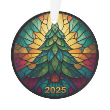 Weihnachtsbaumanhänger 2025 Faux-Buntglas Eff. 1 