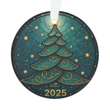 Weihnachtsbaumanhänger 2025 Faux-Buntglas Eff. 2