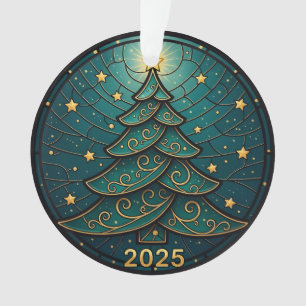 Weihnachtsbaumanhänger 2025 Faux-Buntglas Eff. 2 Ornament