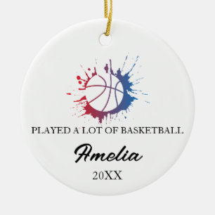 Weihnachtsbaumanhänger Basketball viel gespielt Keramik Ornament