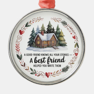 Weihnachtsbaumanhänger 'Beste Freundin' Schneeig Ornament Aus Metall