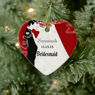 Weihnachtsbaumanhänger Brautkleid Brautjungfer Wei Keramikornament