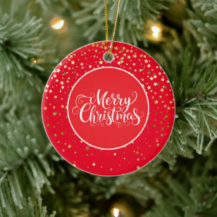 Weihnachtsbaumanhänger Golden Stars Keramik Ornament