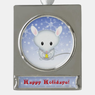 Weihnachtsbaumanhänger kleine weiße Maus Banner-Ornament Silber