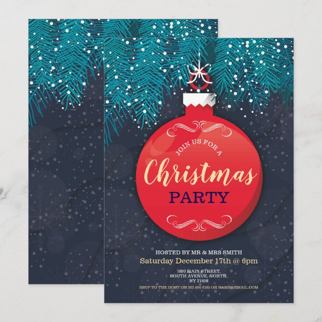 Weihnachtsbaumbaumbaumbaum - Party Einladung (Vorne/Hinten)