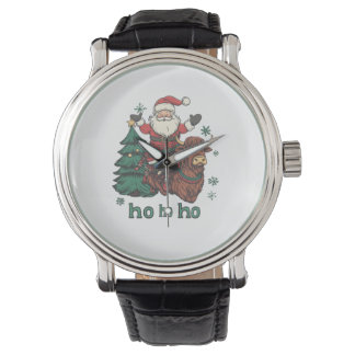 Weihnachtsbaumbeleuchtung der Frauen Santa Riding Armbanduhr