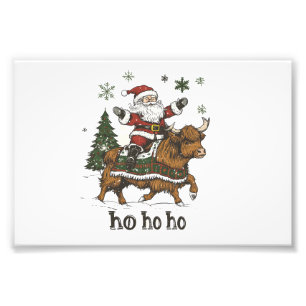 Weihnachtsbaumbeleuchtung der Frauen Santa Riding Fotodruck