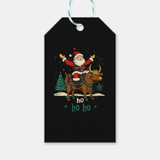 Weihnachtsbaumbeleuchtung Santa Reitet Highland-Ku Geschenkanhänger