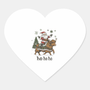 Weihnachtsbaumbeleuchtung Santa Reitet Highland-Ku Herz-Aufkleber