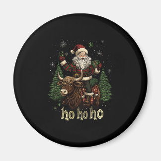 Weihnachtsbaumbeleuchtung Santa Reitet Highland-Ku Magnet