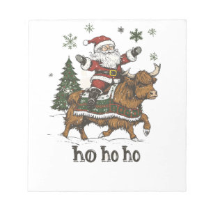 Weihnachtsbaumbeleuchtung Santa Reitet Highland-Ku Notizblock