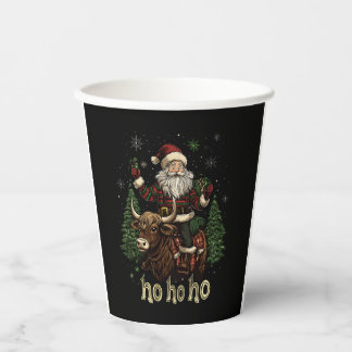 Weihnachtsbaumbeleuchtung Santa Reitet Highland-Ku Pappbecher