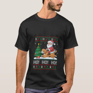 Weihnachtsbaumbeleuchtung Santa Riding Maltipoo Do T-Shirt