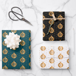 Weihnachtsbaumchen auf Aquamarin, schwarz und weiß Geschenkpapier Set