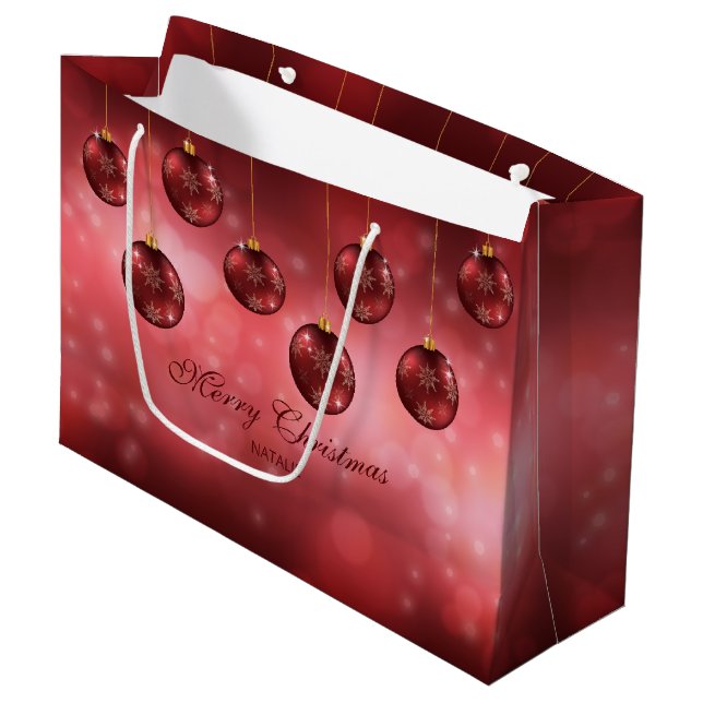 Weihnachtsbaumchen mit eigenem Text Große Geschenktüte (Vorderseite Schrägansicht)