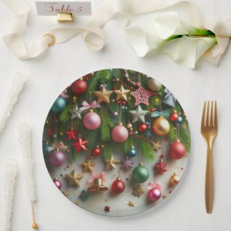 Weihnachtsbaumchen, Sterne und Glocken Pappteller