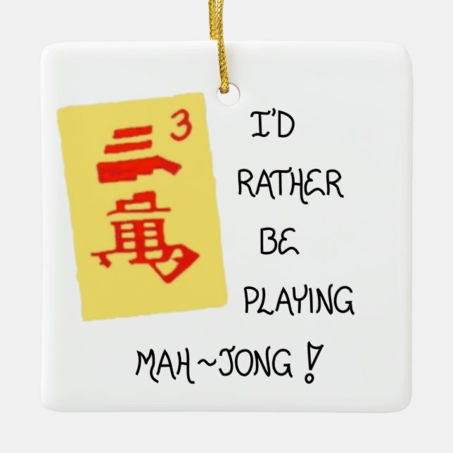Weihnachtsbaumdekoration - Zitat über Mahjong Keramikornament (Vorderseite)