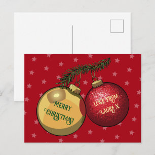 Weihnachtsbaumdekorationen mit individuellem Text Postkarte