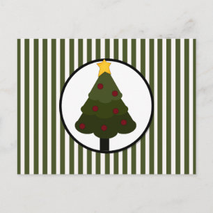 Weihnachtsbaumdesign auf grünen Streifen Feiertagspostkarte
