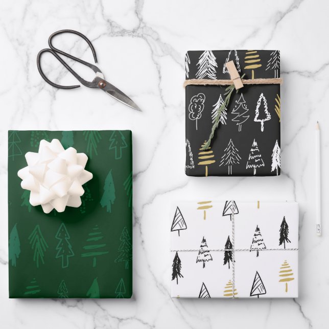 Weihnachtsbäume 2 geschenkpapier set (Vorderseite)