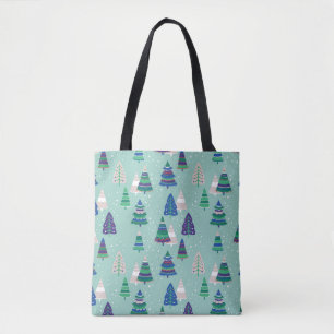 Weihnachtsbäume auf blauem Hintergrund Tasche