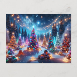 Weihnachtsbäume auf dem Display Postkarte