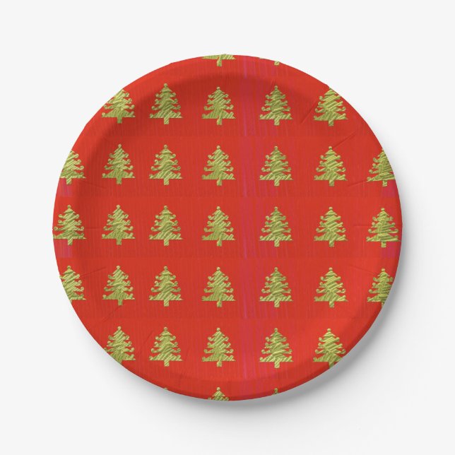 Weihnachtsbäume auf der Weihnachtsfeier Pappteller (Vorderseite)