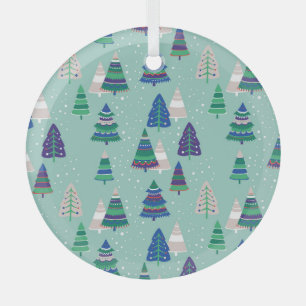 Weihnachtsbäume, blauer Hintergrund Ornament Aus Glas