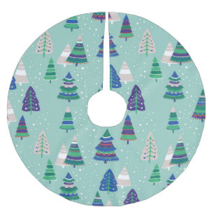 Weihnachtsbäume, blauer Hintergrund Polyester Weihnachtsbaumdecke