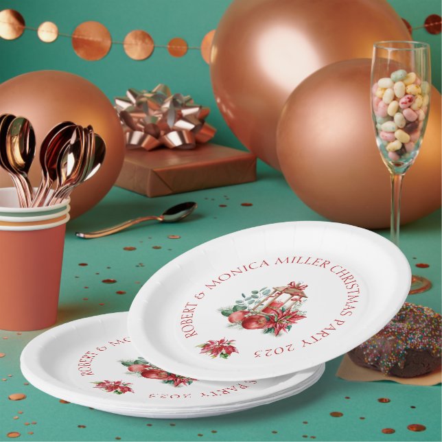 Weihnachtsbäume Blume & Laternenbouquet Pappteller (Multi)