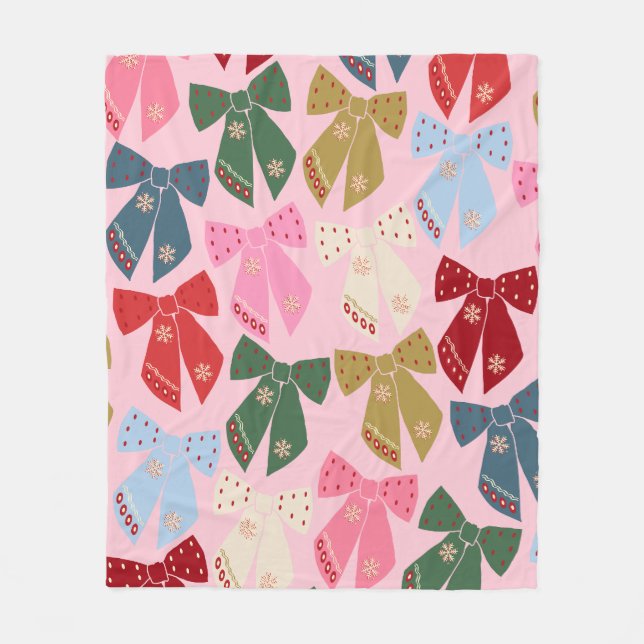 Weihnachtsbäume Coquette Pink Fleecedecke (Vorderseite)