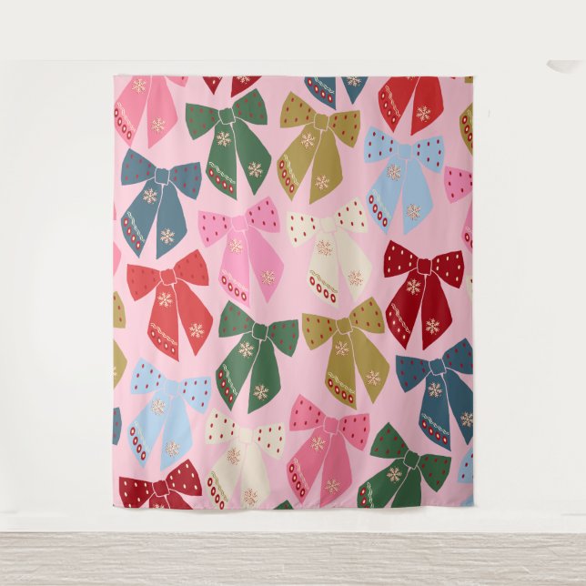 Weihnachtsbäume Coquette Pink Wandteppich (Vorderseite)