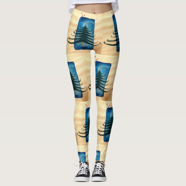 Weihnachtsbäume Custom Leggings (Vorderseite)