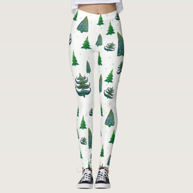 Weihnachtsbäume Custom Leggings (Vorderseite)