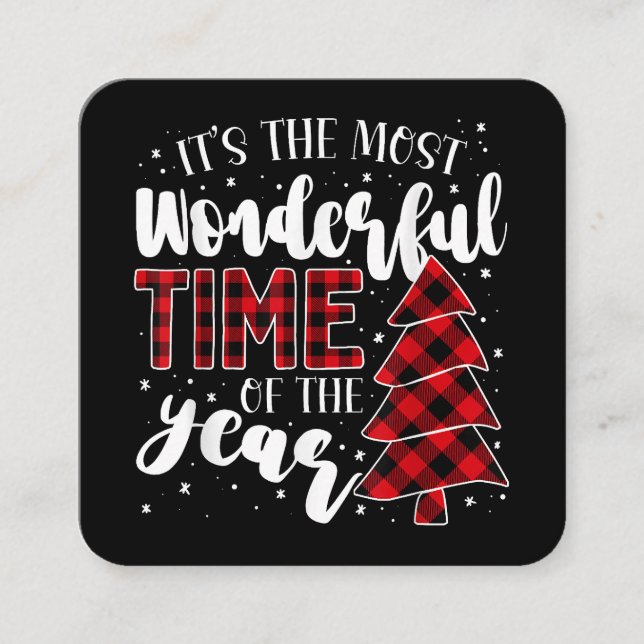 Weihnachtsbäume Es ist die wunderbarste Zeit der W Quadratische Visitenkarte (Vorderseite)
