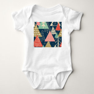 Weihnachtsbäume Festliche nahtlose Illustration. Baby Strampler
