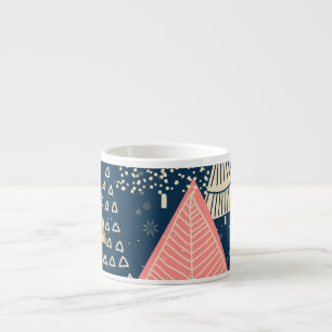 Weihnachtsbäume Festliche nahtlose Illustration. Espressotasse