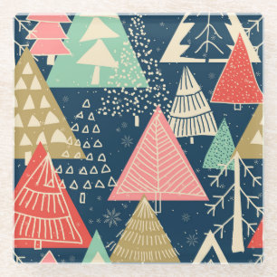 Weihnachtsbäume Festliche nahtlose Illustration. Glasuntersetzer