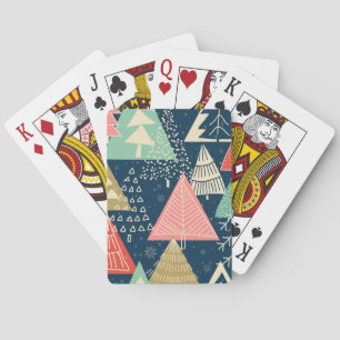 Weihnachtsbäume Festliche nahtlose Illustration. Spielkarten