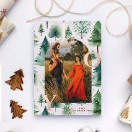 Weihnachtsbäume Foto Goldene Foil Folien Feiertagskarte