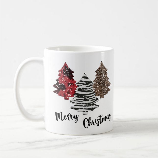 Weihnachtsbäume Frohe Weihnachtskaffee-Tasse Kaffeetasse (Links)