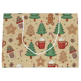WEIHNACHTSBÄUME GEBRATENE MÄNNCHEN HEISSE SCHOKOLA GROßE GESCHENKTÜTE