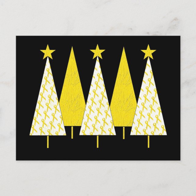 Weihnachtsbäume - Gelbes Band Feiertagspostkarte (Vorderseite)